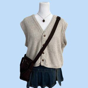 vintage 90s beige preppy indie skate knit sweater vest